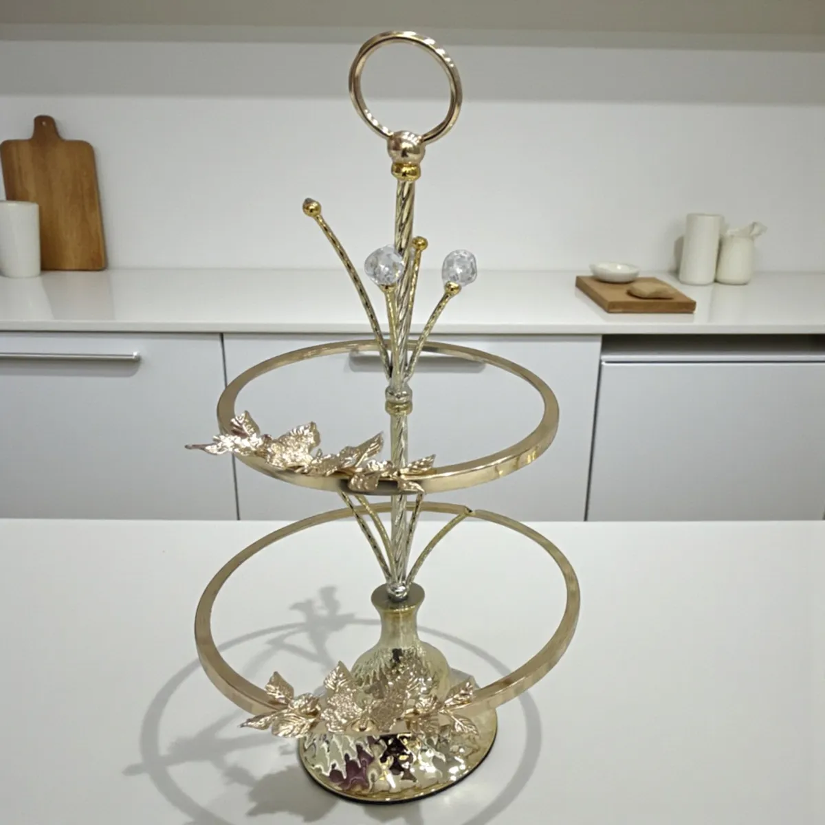 Présentoir Doré à Deux Étages